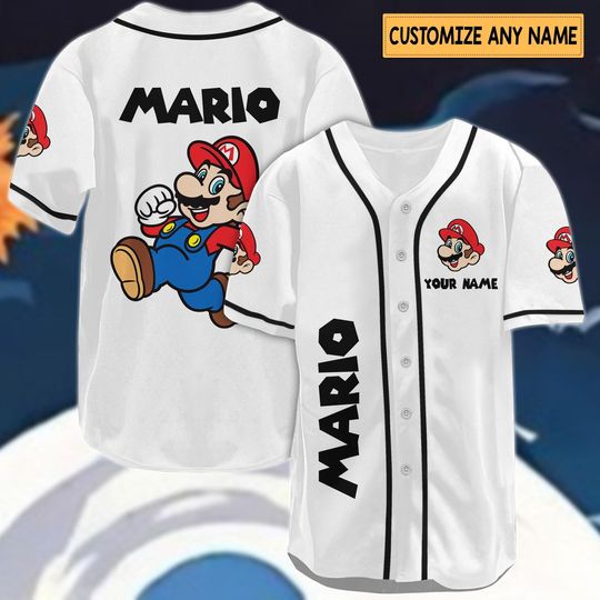 Halloween Super Mario Baseball Jersey, Personalized Mario Baseball Shirt, Trick Or Treat Tee, Cute Mario Jersey Shirt, Gifts For Gamer