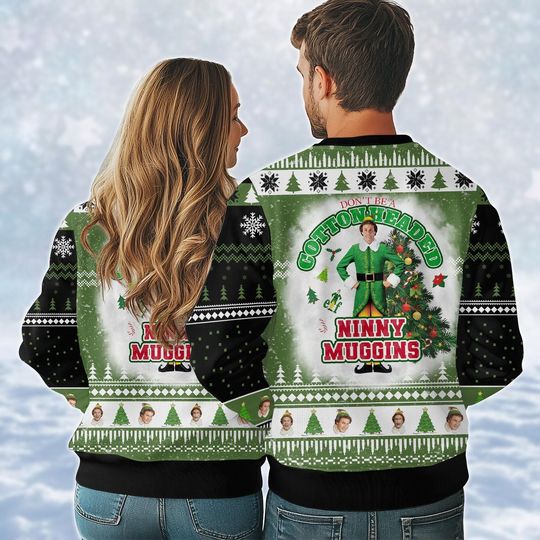 Christmas Elf Ugly Sweater, Retro Buddy Christmas Sweatshirt, Xmas Classic Movie 90S Shirt, Funny Christmas Sweater, Gift For Fan