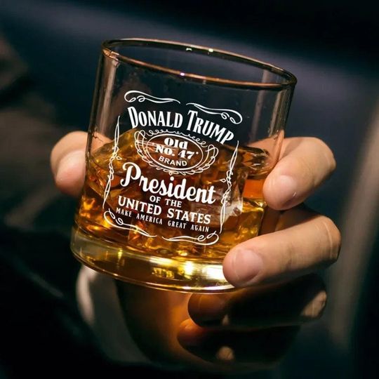 Trump for President Whiskey Glass, Make America Great Again, Election Glass, Patriotic Gift, Trump Supporter Glass