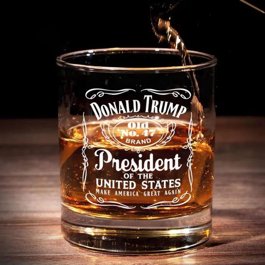 Trump for President Whiskey Glass, Make America Great Again, Election Glass, Patriotic Gift, Trump Supporter Glass