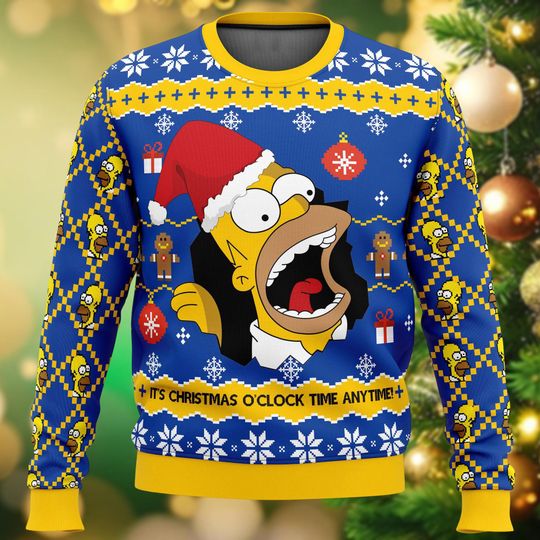 Bart Simpsons Christmas Ugly Sweater, Homer Simpson Holiday Shirt, Funny Cartoon Movie Xmas Sweater, Christmas Gift For Women And Men
