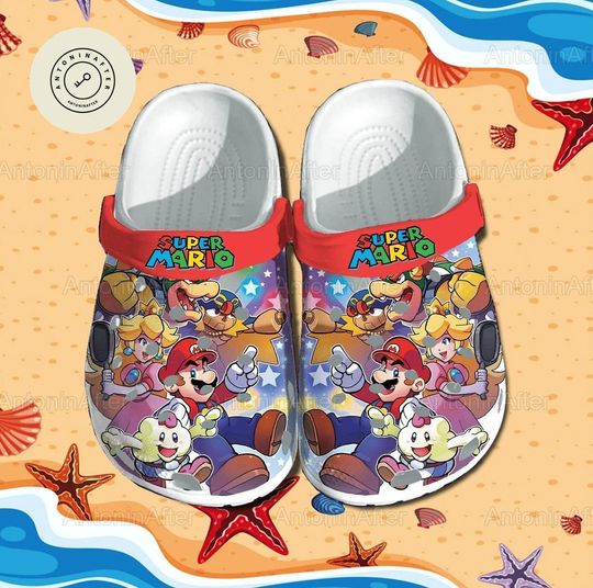 Super Mario Shoes, Super Mario 2024 Sandals, Super Mario Summer Shoes, Super Mario Casual Shoes, Super Mario Funny Shoes, Gift For Fan