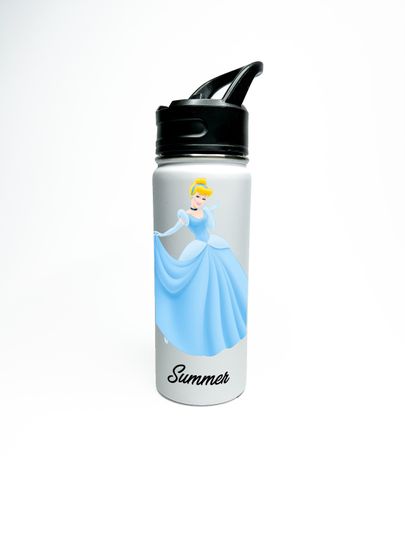 Cinde Personalized Stainless Steel Water Bottles Sports Lid, Custom Princess Girl Gift