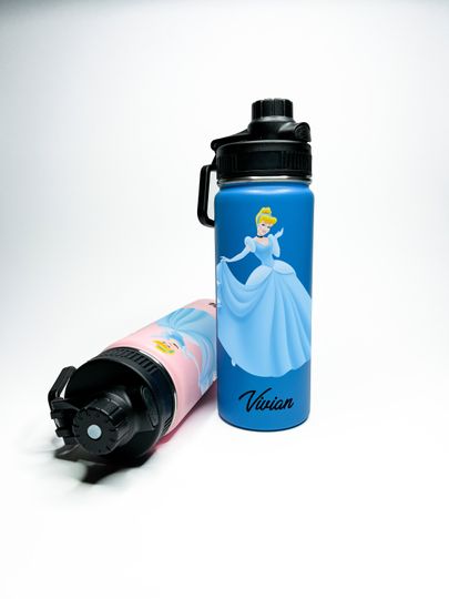 Cinde Personalized Stainless Steel Water Bottles Sports Lid, Custom Princess Girl Gift
