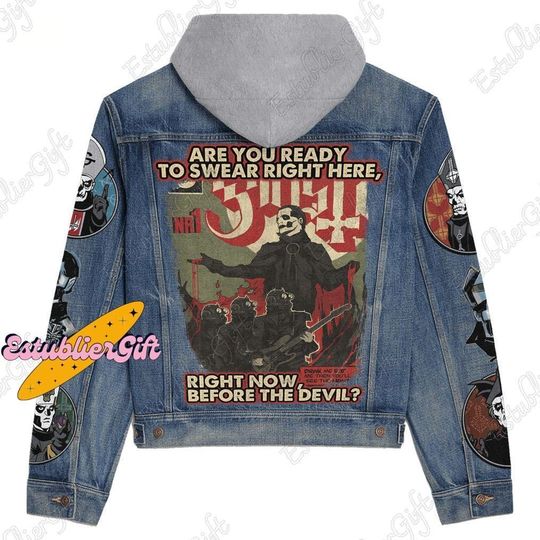 Ghost Denim Youth Jacket, Ghost Band Denim Jacket, Ghost Band Jacket, Ghost Jean Jacket, Ghost Jacket Men, Cardinal Copia Jacket