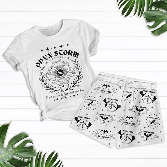 Dragon Rider T-Shirt And Shorts, Onyx Storm Pajamas Set, Fourth Wing Shirt, Bookish Shorts Women, Bookish Tee, Gift For Book Lovers