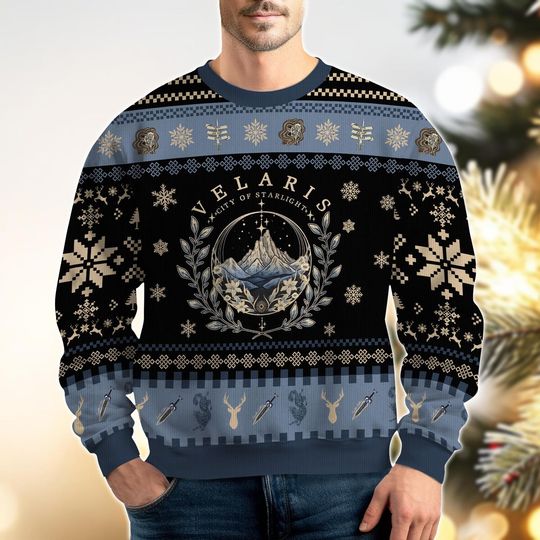 Velaris Ugly Christmas Sweater, Acotar Xmas Sweater, City Of Starlight Holiday Sweater, Sarah J Maas, Book Lover Gift For Women Men Kid