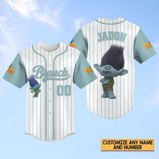 Disney Trolls Characters Striped Line Baseball Jersey