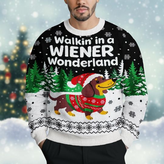 Dachshund Dog Ugly Christmas Sweater Knit