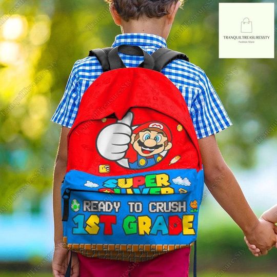 Custom Super Mario Backpack, Super Mario Front Zip Student Backpack, Game Backpack, Back To School Backpack, Back To School Day Gifts