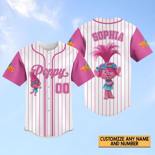 Disney Trolls Characters Striped Line Baseball Jersey