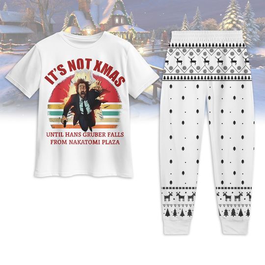 Die Hard T-Shirt And Pants, Funny Christmas Pajamas Set, Movie Sleepwear, Die Hard Pajamas Family, Nakatomi Plaza Tee, Xmas Gifts