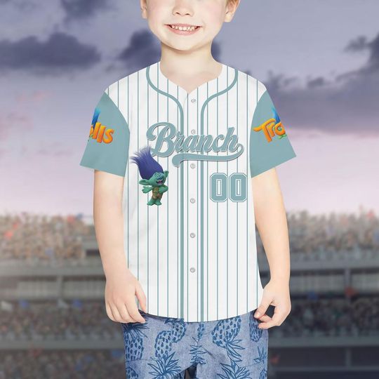 Disney Trolls Characters Striped Line Baseball Jersey