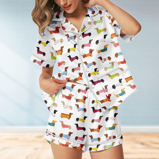 Dachshund Dog Pajamas Set, Sausage Dog Women Pajamas, Wiener Dog Matching Family Pajamas, Dog Love Sleepwear, Bridesmaid Gifts