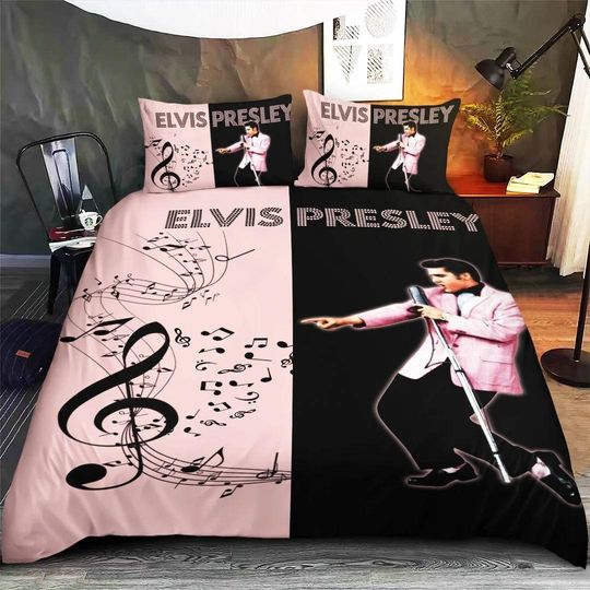 Elvis Presley Bedding Set, Elvis King Bed Set, Rock And Roll Music Fan, The King Duvet Cover, Gifts For Elvis Fan