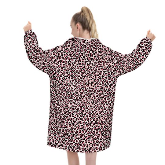 Pink Leopard Adult Blanket Hoodie