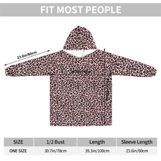 Pink Leopard Adult Blanket Hoodie