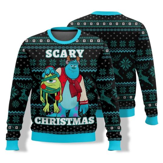 Disney Monsters Inc Christmas Sweater, Scary Christmas Monsters Sweater