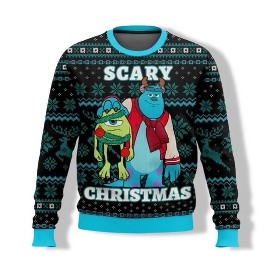 Disney Monsters Inc Christmas Sweater, Scary Christmas Monsters Sweater