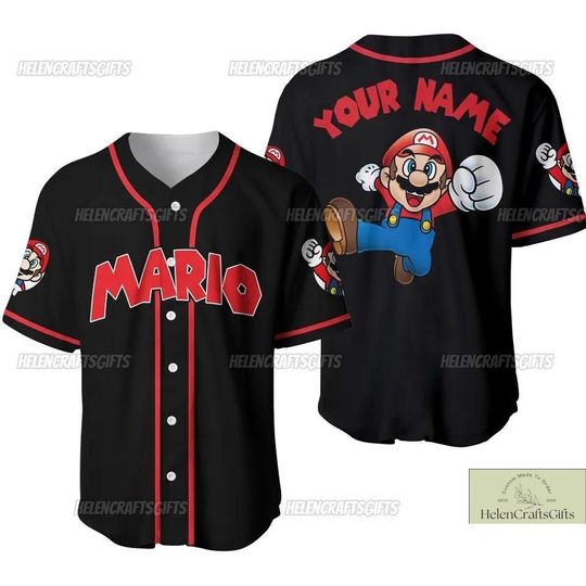 Personalized Mario Baseball Jersey, Mario Jersey Shirt, Super Mario Jersey Men, Mario Athletic Jersey, Super Mario Jersey Shirt