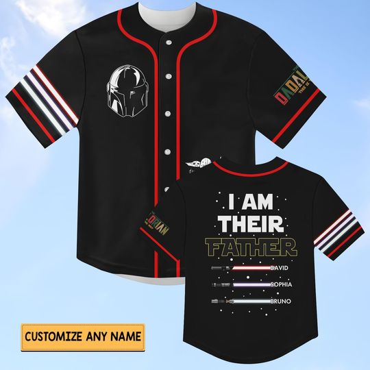Custom Mandalorian Lightsaber Baseball Jersey, "I Am Their Father" Shirt, Fathers Day Gift