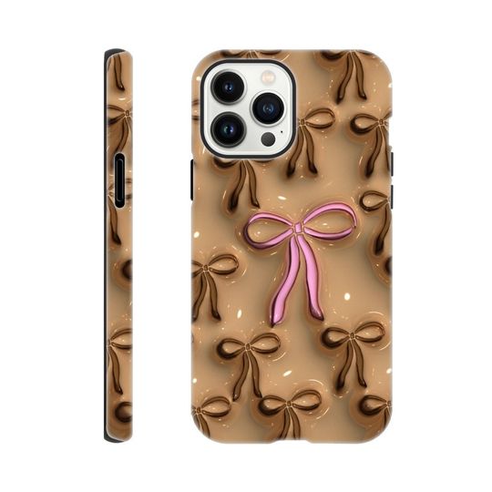 Brown and Pink Bow  Phone Case
