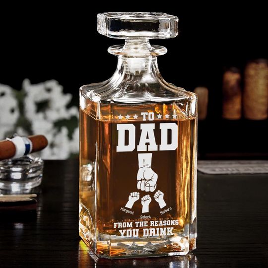To Dad From The Reasons You Drink - Custom Whiskey Bottle, Funny Gift For Dad, Father's Day Gift, Gift For Father Daddy Grandpa Papa Dad