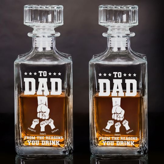 To Dad From The Reasons You Drink - Custom Whiskey Bottle, Funny Gift For Dad, Father's Day Gift, Gift For Father Daddy Grandpa Papa Dad