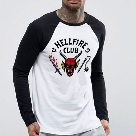 Hellfire Skull Club Long Sleeve Raglan T-shirt
