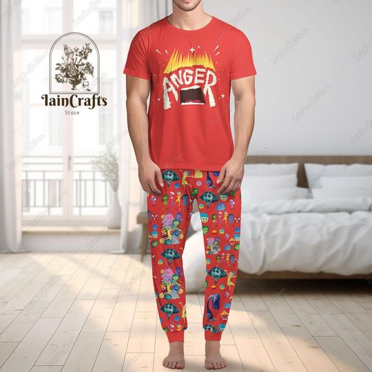 Halloween Disney Inside Out Pajamas Set, Inside Out Anger Shirt