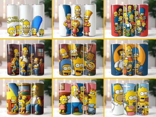 Simpson Tumbler Wrap Bundle,  Skinny Tumblers, Tumbler Travel Cup, Simpsons Tumbler Gift