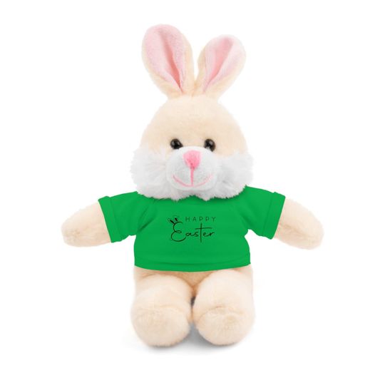 Easter Bunny Stuffed Animal with 'Happy Easter' Tee