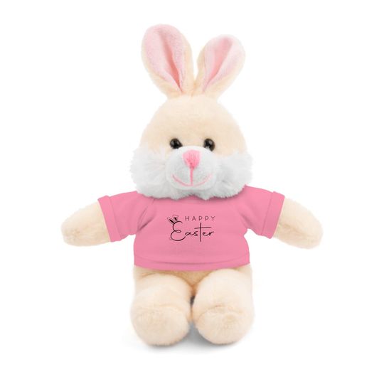 Easter Bunny Stuffed Animal with 'Happy Easter' Tee