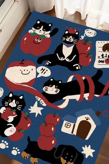 Cute Cartoon Fleece Blanket for Cats, Soft Flannel Warm Throw for Sofa and Bedroom Decor