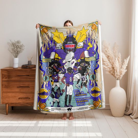 Baltimore Ravens Blanket, Art Blanket, football Football Team Gift