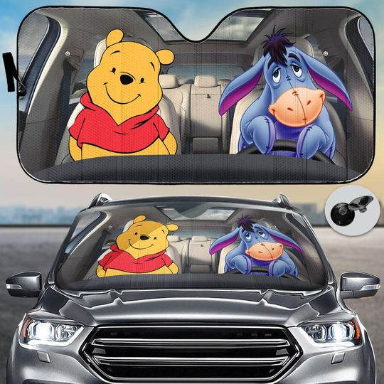 Pooh And Eeyore Car Sunshade, Winnie The Pooh Sunshade, Pooh Bear Car Shade, Eeyore Auto Sunshade, Car Windshield Cover