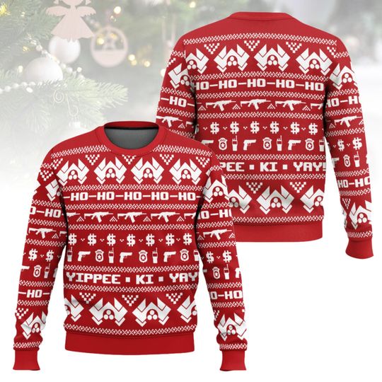 Die Hard Ugly Christmas Sweater, Yippee Ki Yay Sweater, Xmas Holiday Gift
