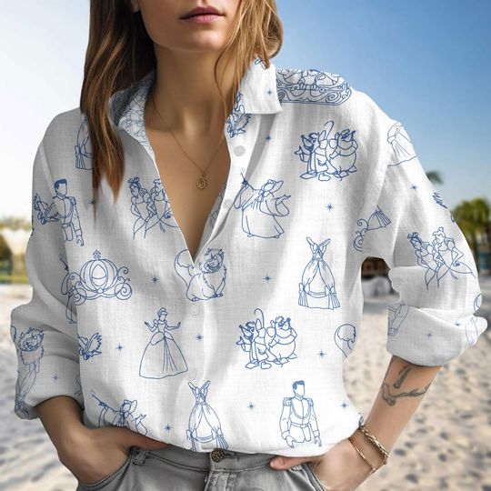 Cinde Princess Blouse Shirt Women, Meet Me At Midnight Shirt For Her, Magic Kingdom Outfit, Disney Princess Longsleeve Shirt