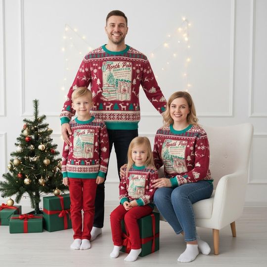 North Pole Readers Club Christmas Ugly Sweater, Reindeer Holiday Sweater