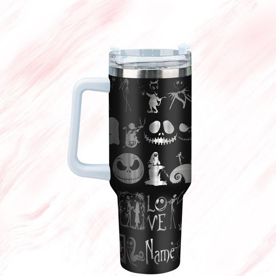 Custom Jack And Sally Engraved Tumbler
