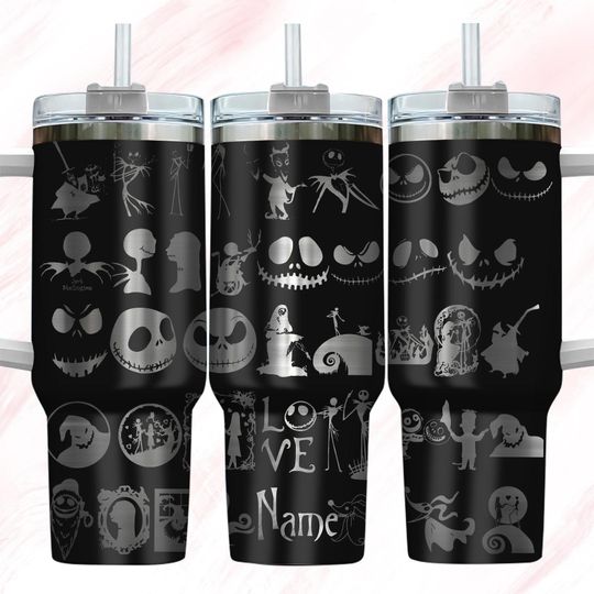 Custom Jack And Sally Engraved Tumbler