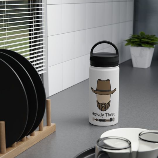 Howdy There - Stainless Steel Water Bottle, Handle Lid