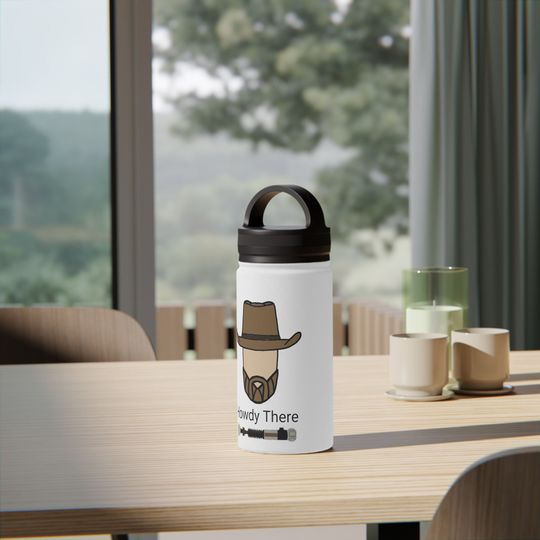 Howdy There - Stainless Steel Water Bottle, Handle Lid