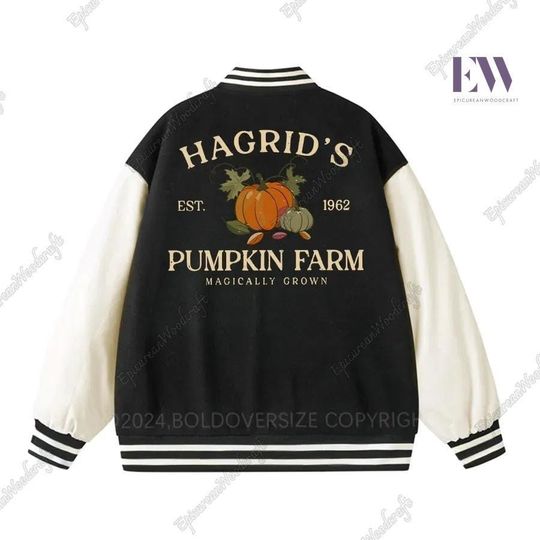 Hagrid Pumpkin Farm Baseball Jacket, Halloween Pumpkin Men Jacket, Pumpkin Patch Racing Jacket, Spooky Season Jacket, Halloween Gift