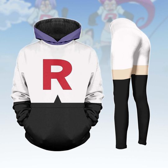 Jessie Team Rocket Costume Hoodie, Cartoon Villain Cosplay Hoodie Legging Set, Movie Love Hoodie For Women, Costume For Fan
