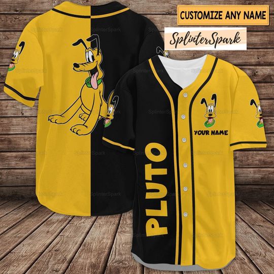 Pluto Dog Jersey Shirt, Disney Pluto Baseball Jersey, Custom Pluto Baseball Shirt
