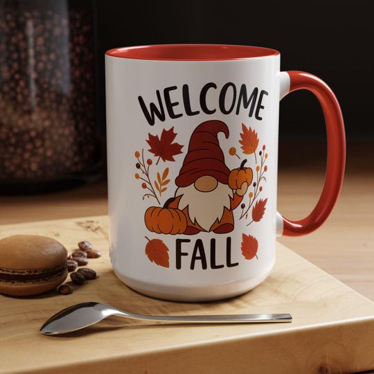 Cozy Fall Coffee Mug with Gnome Design, Perfect for Autumn Sipping