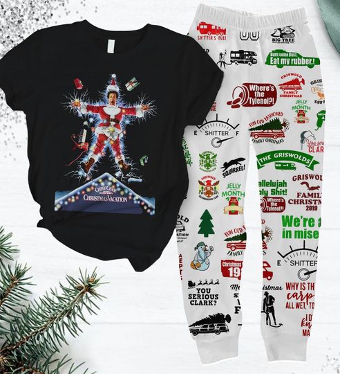 Griswold Christmas Pajamas Set, National Lampoon Xmas Sleepwear, Clark Shirt, Holiday Pajamas