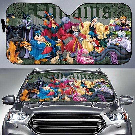 Disney Villains Car Sunshade, Evil Queen Auto Sunshade, Ursula Cruella Car Windshield, Cartoon Sun Visor Car