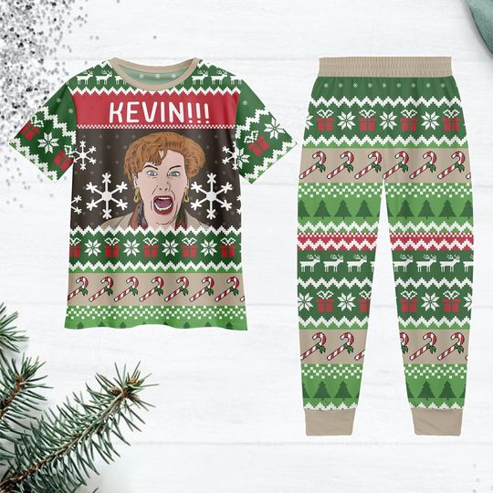 Kevin Meme Christmas Pajama Set, Home Alone Xmas Pajamas, Funny Holiday Sleepwear, Christmas Gift